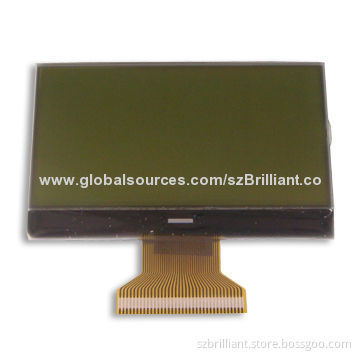 132 x 64 COG LCD Display Module, STN, Y/G, Positive, Transmissive, FPC Connection, OEM ODM Welcome